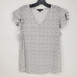 Adrianna Papell Abstract Print Ruffle Top